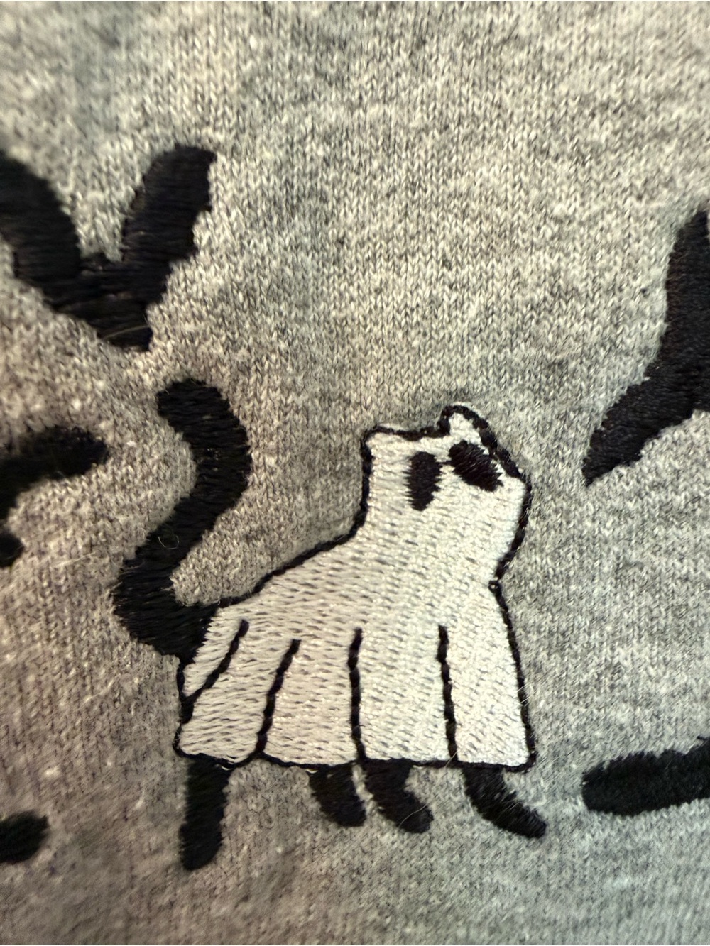 Gildan Grey Sweatshirt with Ghost Cat Embroidery - Picture 2 of 7